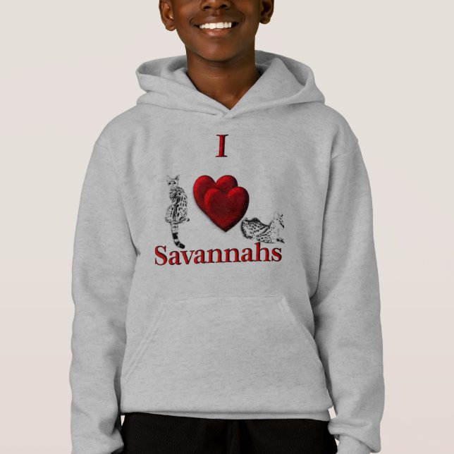 Ich höre Savannah Cat Silver Hoodie (Vorderseite)