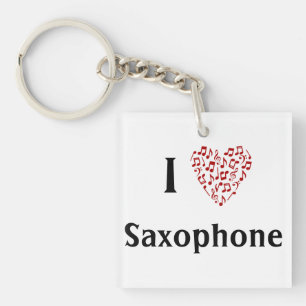 Ich höre Saxophon - Musikinstrument Schlüsselanhänger