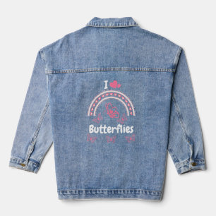 Ich höre Schmetterlinge rosa Schmetterlinge Zitat Jeansjacke