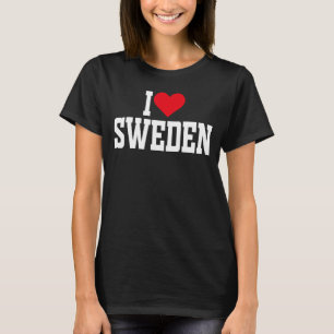 Ich höre Schweden mit Red heart I Liebe Schweden T-Shirt