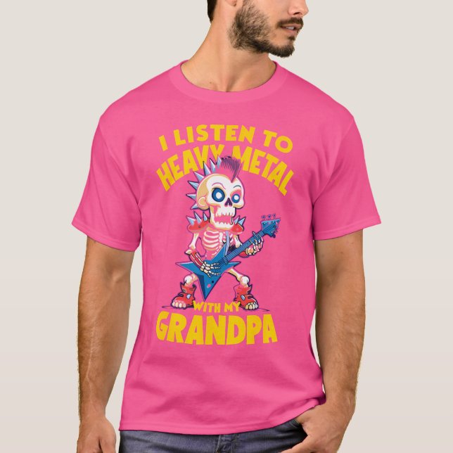 Ich höre Schwermetall mit meinem Großvater Skelett T-Shirt (Vorderseite)