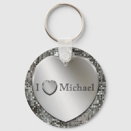 Ich höre... Silver Heart Keychain Schlüsselanhänger