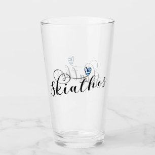 Ich höre Skiathios mit griechischer Flagge Glas