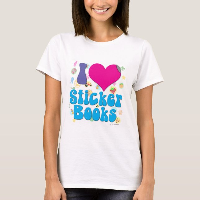 Ich höre Sticker Bücher Kindheit Nostalgie Motto T-Shirt (Vorderseite)