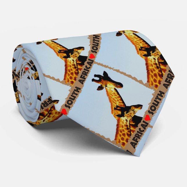 Ich höre Südafrika Blue Sky Giraffen Krawatte (Gerollt)