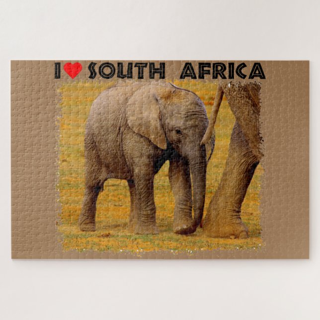 Ich höre Südafrika Elefantenkalb Puzzle (Horizontal)