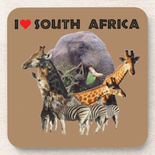 Ich höre Südafrika Wildlife Collage Getränkeuntersetzer