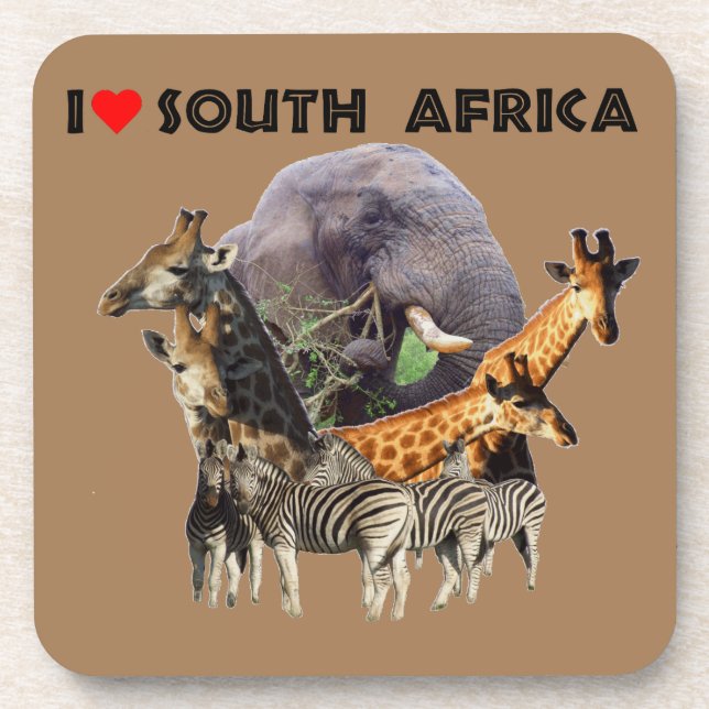 Ich höre Südafrika Wildlife Collage Getränkeuntersetzer (Vorderseite)