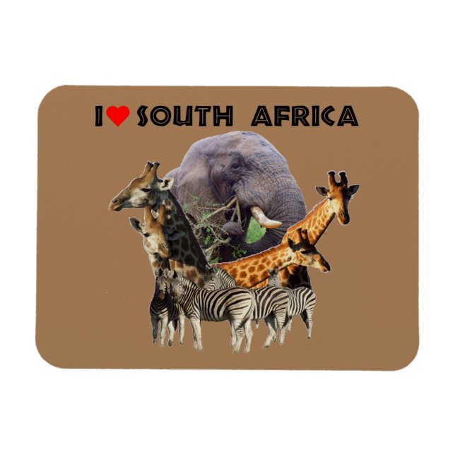 Ich höre Südafrika Wildlife Collage Magnet (Horizontal)
