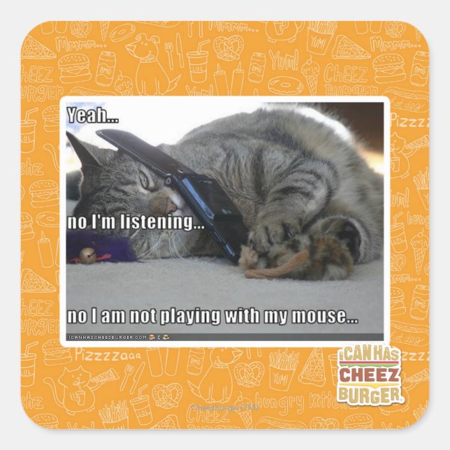 Ich höre zu quadratischer aufkleber (Vorderseite)