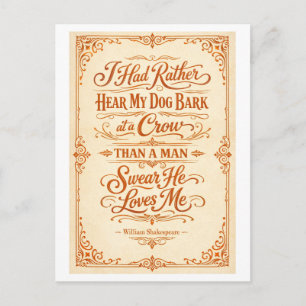 "Ich hörte lieber mein Hund bellen" Shakespeare Postkarte
