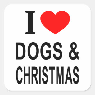 Ich ❤️ HUNDE & WEIHNACHTEN ICH LIEBE HUNDE & WEIHN Quadratischer Aufkleber