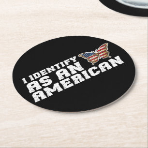 Ich identifiziere mich als amerikanische Schmetter Runder Pappuntersetzer