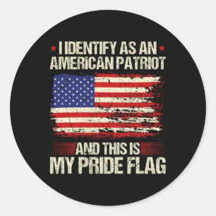 Ich identifiziere mich als amerikanischer Patriot, Runder Aufkleber