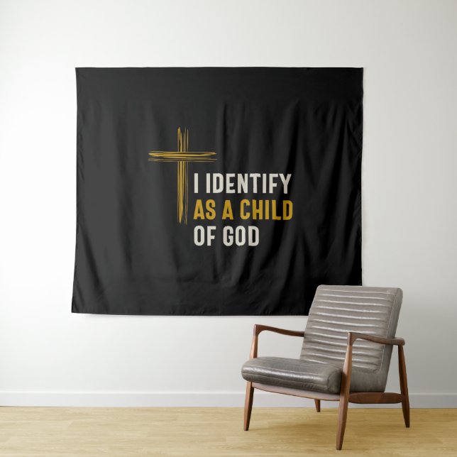 Ich identifiziere mich als Kind Gottes - Christlic Wandteppich (Beispiel (Horizontal))