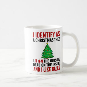 Ich identifiziere mich als Weihnachtsbaum, der auß Kaffeetasse
