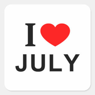 Ich ❤️ JULI Ich liebe Juli Ich mag Juli Quadratischer Aufkleber