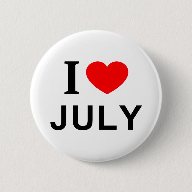 Ich ❤️ JULY I LIEBE JULY I HERART JULI Button (Vorderseite)