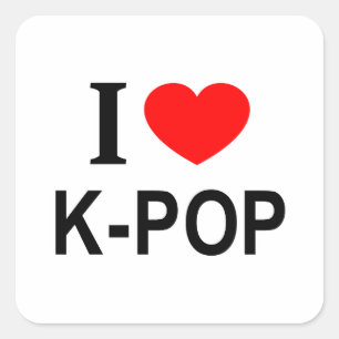 Ich ❤️ K-POP Ich liebe K-POP Ich mag K-POP Quadratischer Aufkleber
