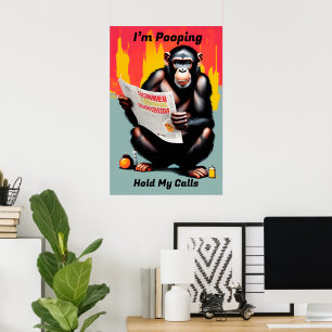 Ich Kack Chimp Poster - Funny Smart Ape Art