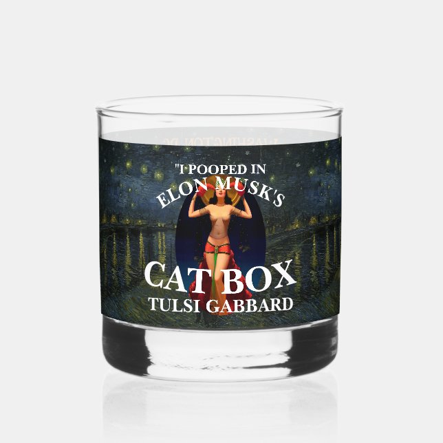 ICH KACKTE IN ELON MUSKS KATZKABEL TULSI GABBARD WHISKYGLAS (Rückseite)