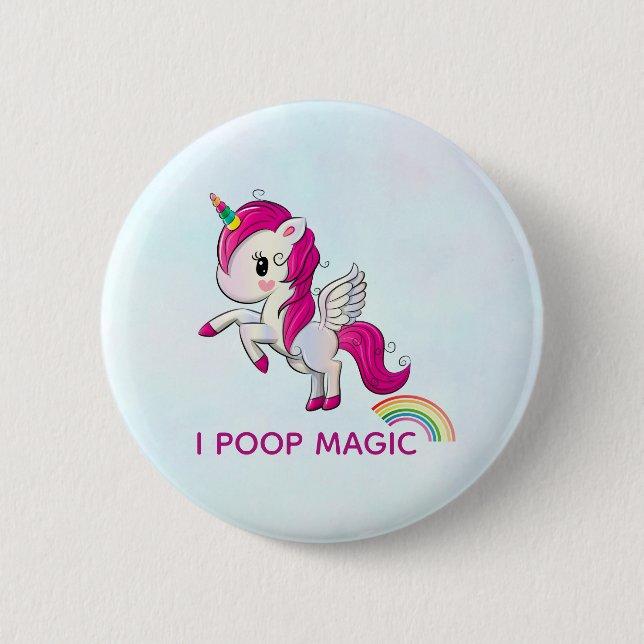 Ich Kackte Magic Funny Unicorn Sprichwort Button (Vorderseite)