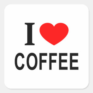 Ich ❤️ KAFFEE ICH LIEBE KAFFEE ICH HERZ KAFFEE Quadratischer Aufkleber