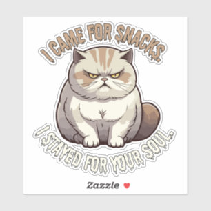 Ich kam für Snacks, Bleibe für Ihr Soul Cat Meme Aufkleber