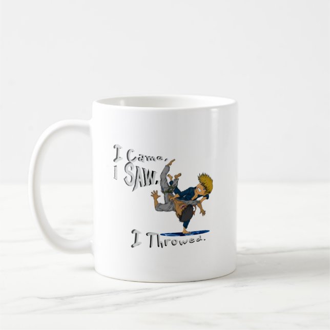 Ich kam, ich sah, ich drehte. lustiger Judo Kaffeetasse (Links)