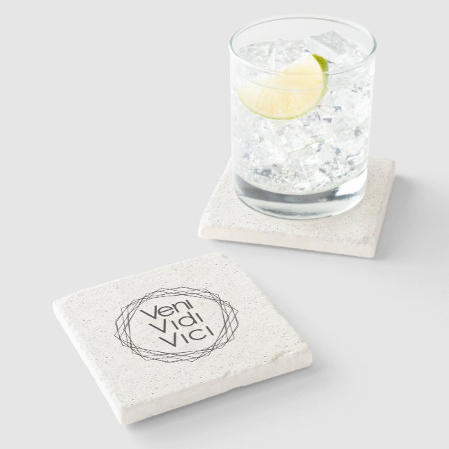 Ich kam, ich sah, ich eroberte "Veni, Vidi, Vici " Steinuntersetzer (Seitenansicht)