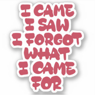 Ich kam, ich sah, ich vergaß, wofür ich kam aufkleber