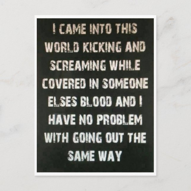 Ich kam in diese Welt... Postkarte (Vorderseite)