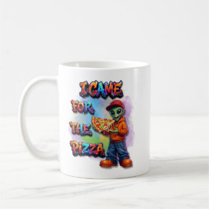 Ich kam wegen der Pizza Lustiges Alien-Essensdesig Kaffeetasse