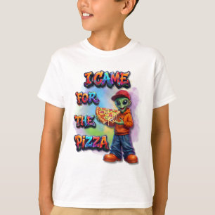 Ich kam wegen der Pizza Lustiges Alien-Essensdesig T-Shirt