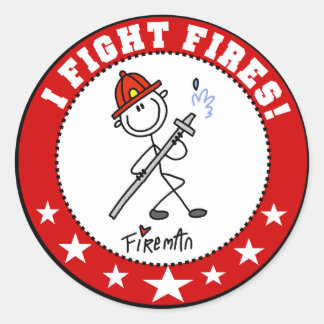 Ich kämpfe Feuerwehrmänner Runder Aufkleber
