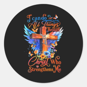 Ich kann alle Dinge durch Christus, der mich stärk Runder Aufkleber