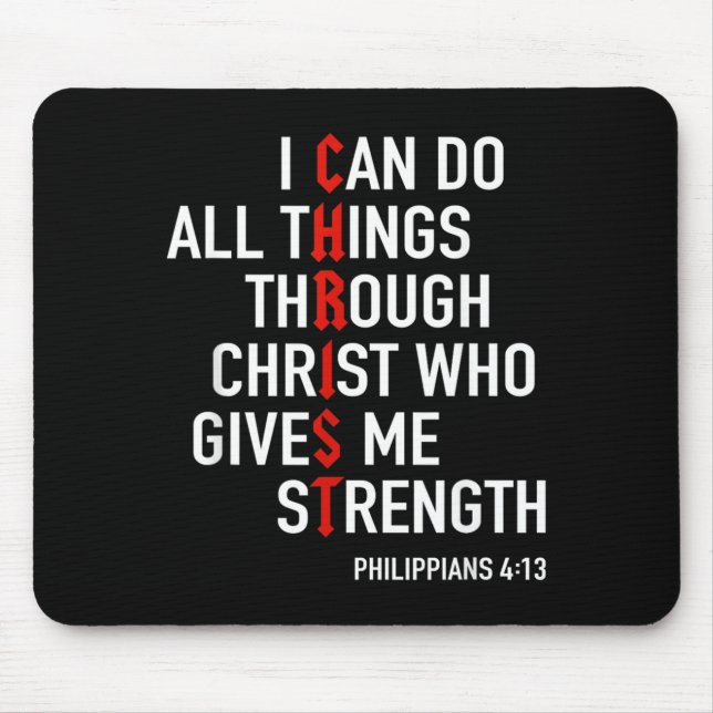 Ich kann alle Dinge durch Christus Gott Christlich Mousepad (Vorne)