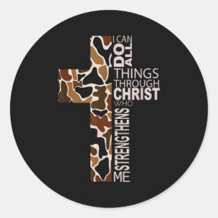 Ich kann alle Dinge durch Christus tun Christliche Runder Aufkleber