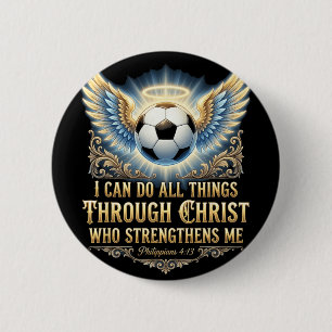 Ich kann alle Dinge durch Christus tun Fußball Gla Button