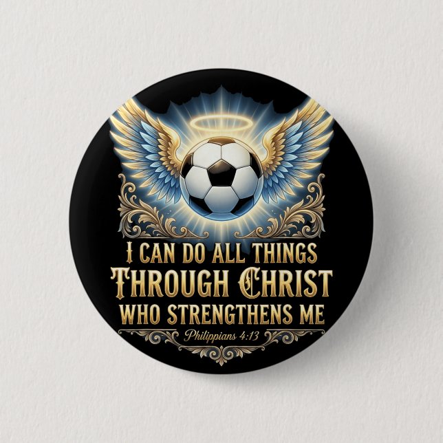 Ich kann alle Dinge durch Christus tun Fußball Gla Button (Vorderseite)