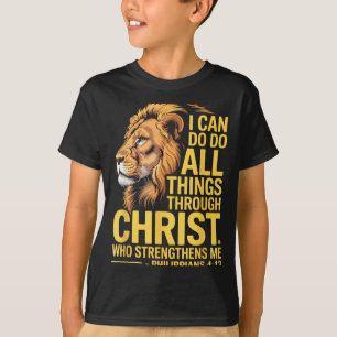 Ich kann alle Dinge durch Christus tun, Kreuz Lino T-Shirt
