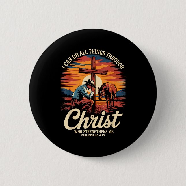 Ich kann alle Dinge durch den Cowboy-Christen Chri Button (Vorderseite)