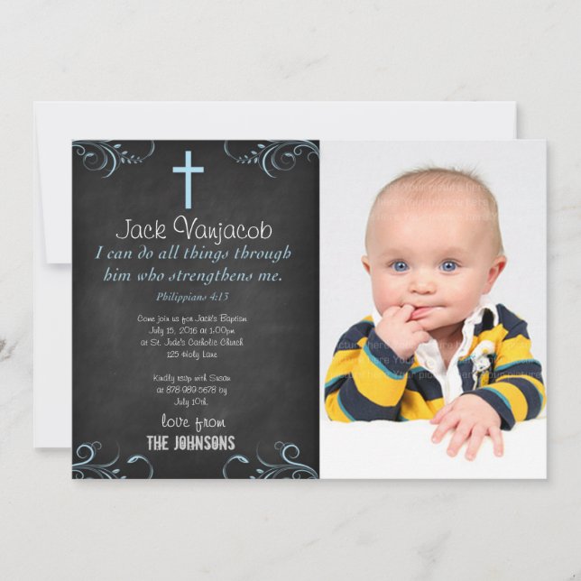 Ich kann alles durch Christ Baby machen Einladung (Vorderseite)