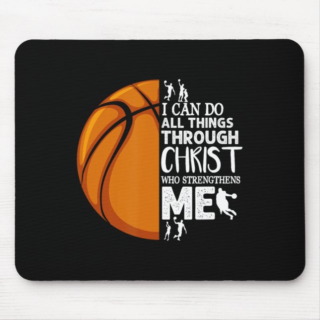 Ich kann alles durch Christus Basketball Christi m Mousepad (Vorne)