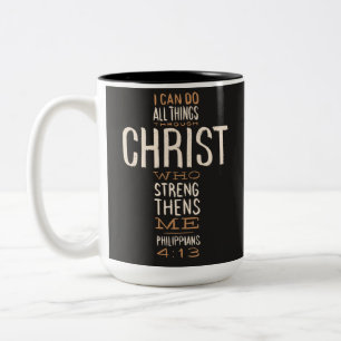 Ich kann alles durch Christus Bibelverse tun Zweifarbige Tasse