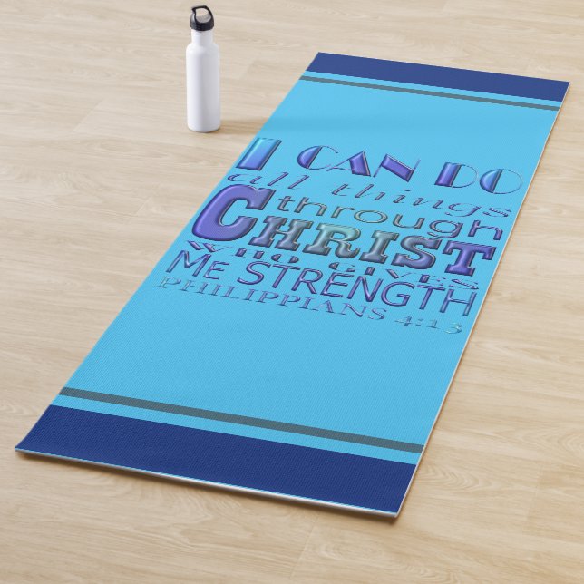 Ich kann alles durch Christus blauer Text machen Yogamatte (Beispiel)
