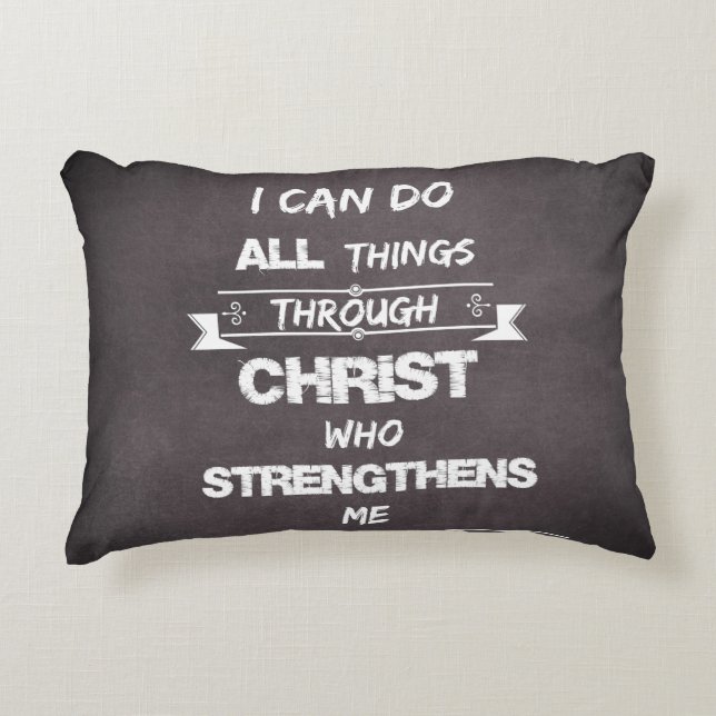 Ich kann alles durch das Christliche Bibelverse tu Dekokissen (Vorderseite)