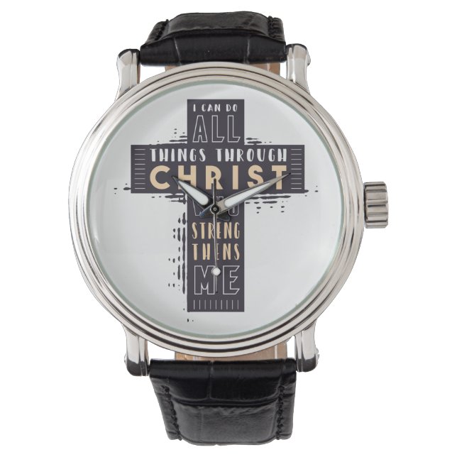 Ich kann alles durch Jesus Christus tun, der ist Armbanduhr (Vorderseite)
