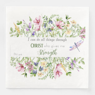 Ich kann alles tun Bibelverse Elegant botanisch Serviette