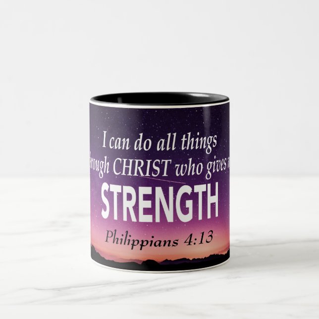 ICH KANN ALLES TUN Phil 4:13 Christliche Schrift Zweifarbige Tasse (Mittel)